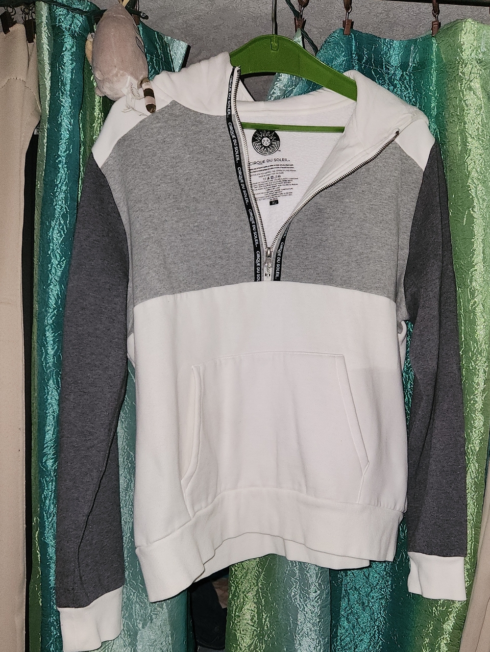 Men's Colorblock Half-Zip Pullover Hoodie - White & Gray